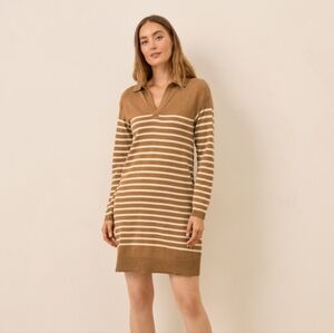 Pact Organic Classic Fine Knit Collared Sweater Dress